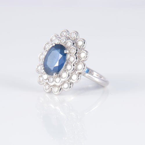 Bague Bague Marguerite Saphir Diamants 58 Facettes 1