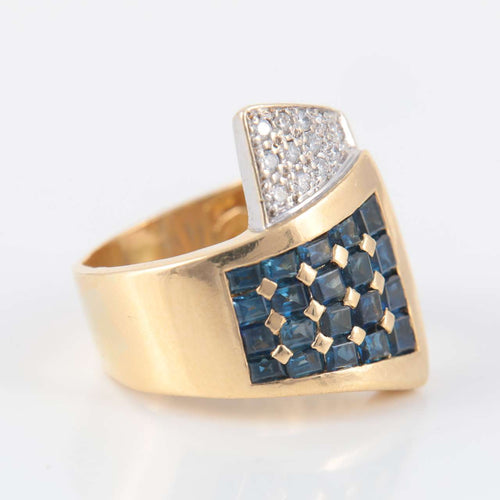 Bague Bague Chevalière Saphirs Diamants 58 Facettes 2062