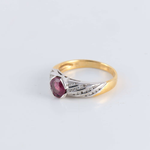 Bague 53 Bague bicolore Rubis et pavage Diamants 58 Facettes FM77