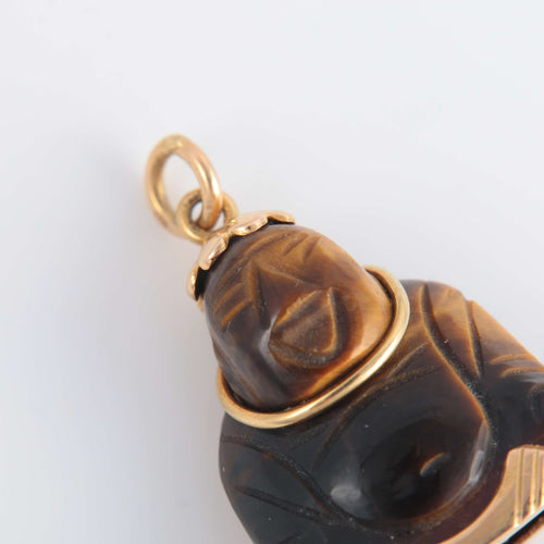 Pendentif Pendentif Bouddha rieur Oeil de tigre 58 Facettes 1