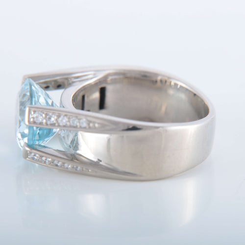 Bague 52 Bague Aigue-marine diamants or blanc 58 Facettes 1