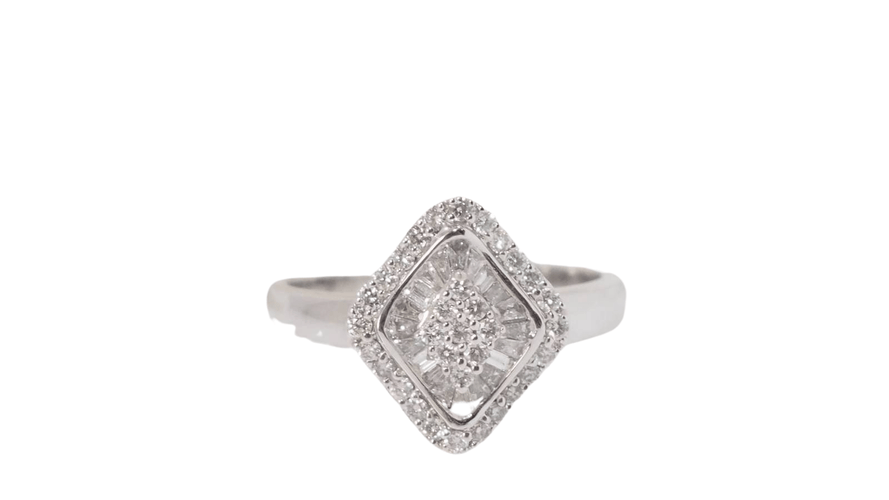 Bague Bague losange en or blanc pavée de diamants 58 Facettes 21839