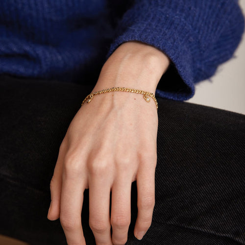 Bracelet Longueur : 18 cm. / Jaune / Or 750 Bracelet pampilles Diamants 58 Facettes 210039R