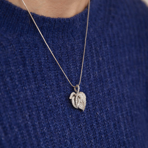 Collier Longueur : 45.5 cm / Blanc/Gris / Or 585 Collier Pendentif Or & Diamants 58 Facettes 200024R