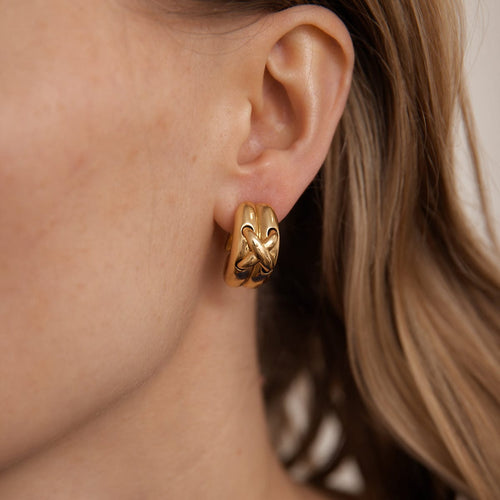 Boucles d'oreilles 2.2 cm x 2 cm x 1.2 cm / Jaune / Or 750 Boucles d'oreilles Lien CHAUMET 58 Facettes 190167R