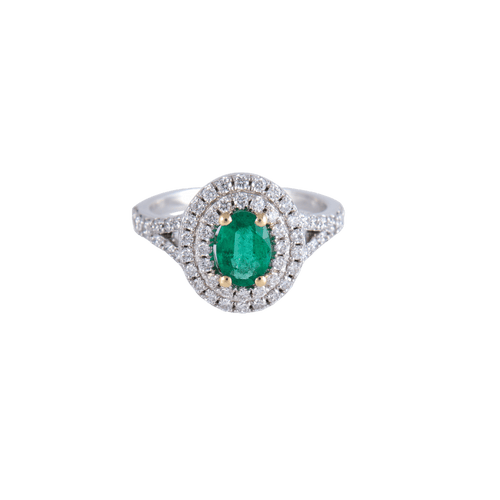Bague 53 Bague style Marguerite Emeraude Diamants 58 Facettes 1