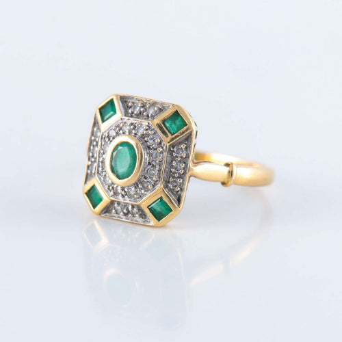 Bague 50 Bague Emeraudes Diamants Style Art Déco 58 Facettes 162