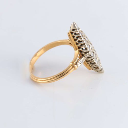 Bague 55 Bague Marquise or jaune pavage Diamants 58 Facettes FM74