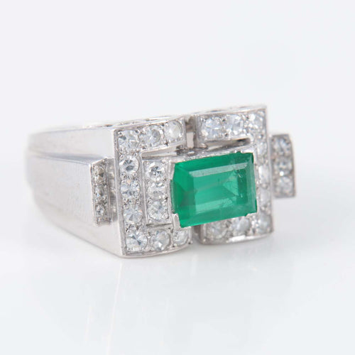 Bague Bague Tank Emeraude Diamants 58 Facettes 1