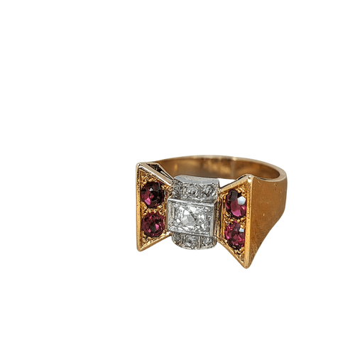 Bague Bague Tank en or jaune diamants et tourmalines 58 Facettes 16865
