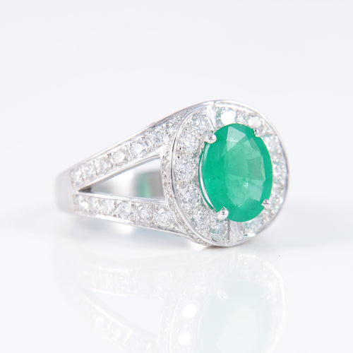 Bague Bague Jonc Emeraude Diamants 58 Facettes