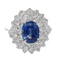 Bague 55 Bague double entourage en or blanc, saphir et diamants 58 Facettes 32091
