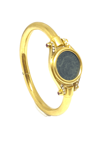 Bracelet Bracelet vintage Or jaune Diamants Pièce antique 58 Facettes