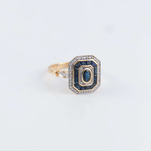 Bague Bague style Art Déco Saphirs Diamants 58 Facettes PVE1