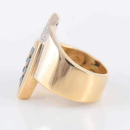 Bague Bague Chevalière Saphirs Diamants 58 Facettes 2062