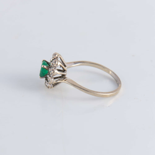 Bague 49 Bague Marguerite Emeraude et 10 Diamants 58 Facettes FM65