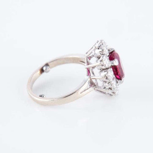 Bague Bague Marguerite Platine Rubis Diamants 58 Facettes 1