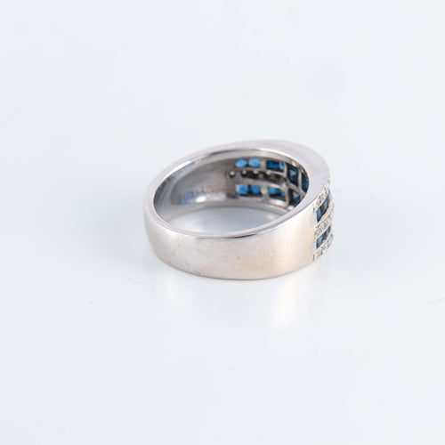 Bague 56 Bague Saphirs calibrés et Diamants 58 Facettes FM94