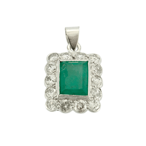 Pendentif Pendentif Platine Emeraude Diamants 58 Facettes EL2-103