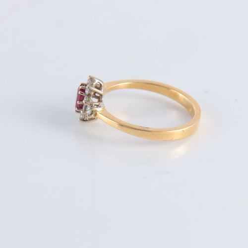 Bague 53 Bague Marguerite Rubis et 12 Diamants 58 Facettes FM63