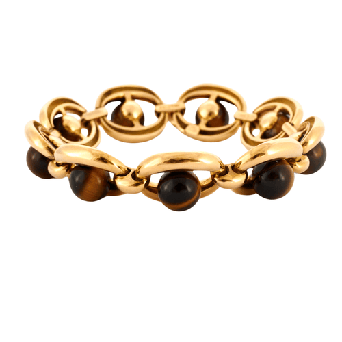 Bracelet BOUCHERON - Bracelet vintage or et oeil de tigre 58 Facettes