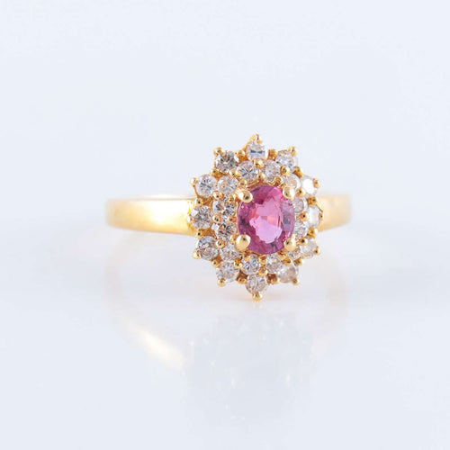 Bague 53 Bague Marguerite Saphir Rose Diamants 58 Facettes