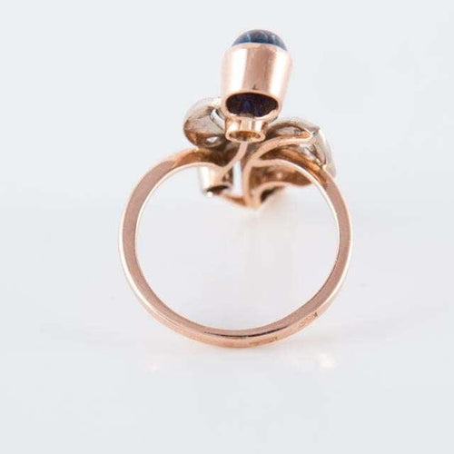 Bague Bague florale Saphir cabochon Diamants 58 Facettes 1