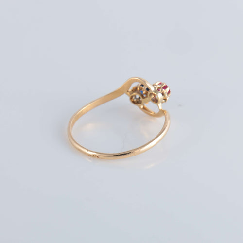 Bague 58 Bague Toi & Moi pierres rouge et bleue 58 Facettes 1