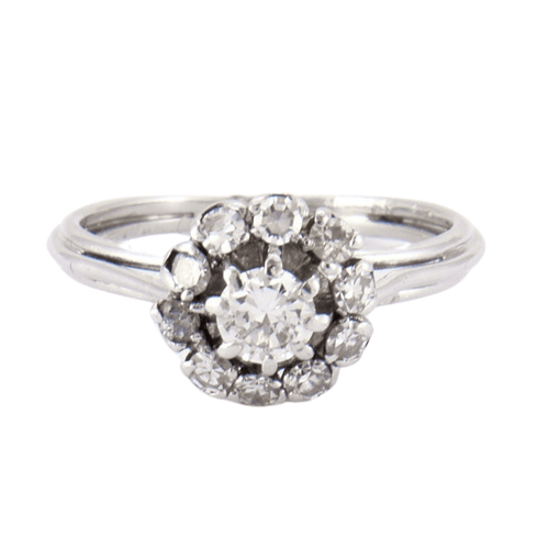 Bague 54 SOLITAIRE DIAMANTS, OR BLANC 58 Facettes