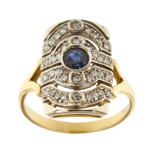 Bague 56 Bague rectangulaire Saphir Diamants 58 Facettes 29610