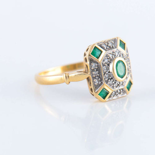 Bague 50 Bague Emeraudes Diamants Style Art Déco 58 Facettes 162