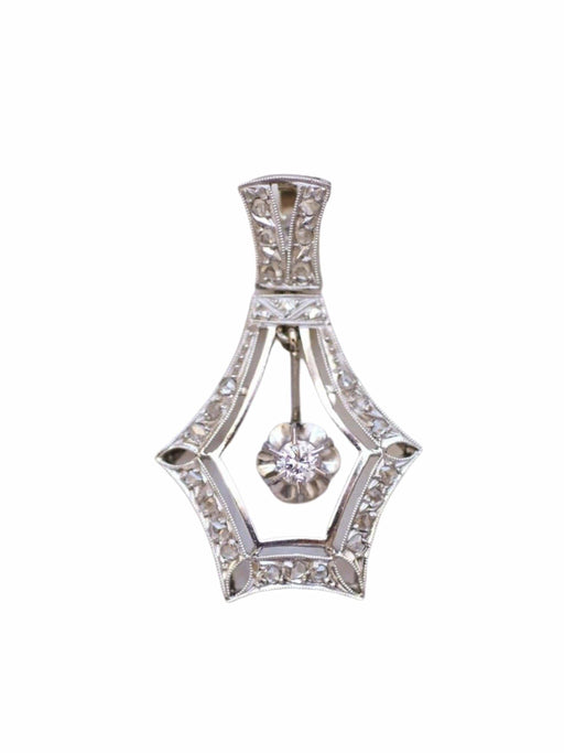 Pendentif Grand pendentif Art Déco or blanc et diamants 58 Facettes