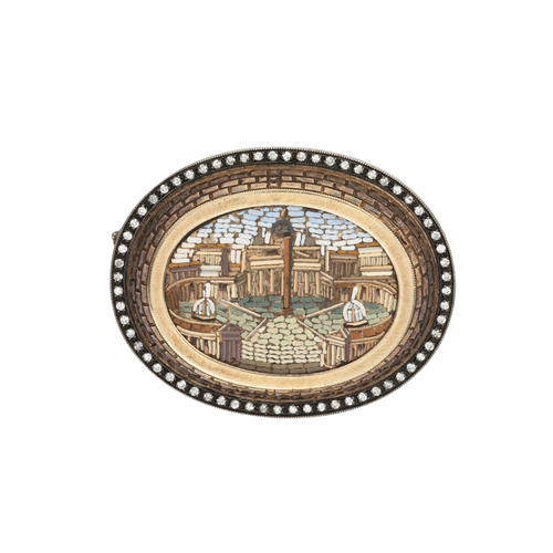 Broche Broche micromosaïque en or 18 carats, argent et diamants 58 Facettes