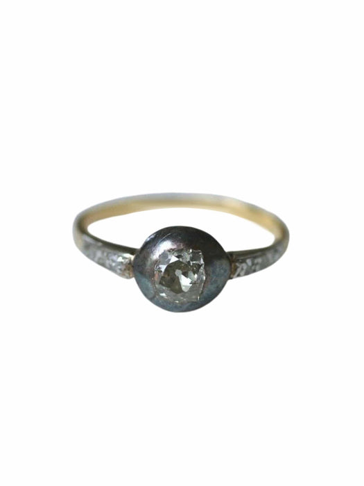 Bague Solitaire ancien or, argent, et diamant 58 Facettes