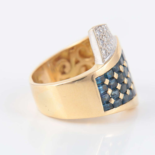 Bague Bague Chevalière Saphirs Diamants 58 Facettes 2062