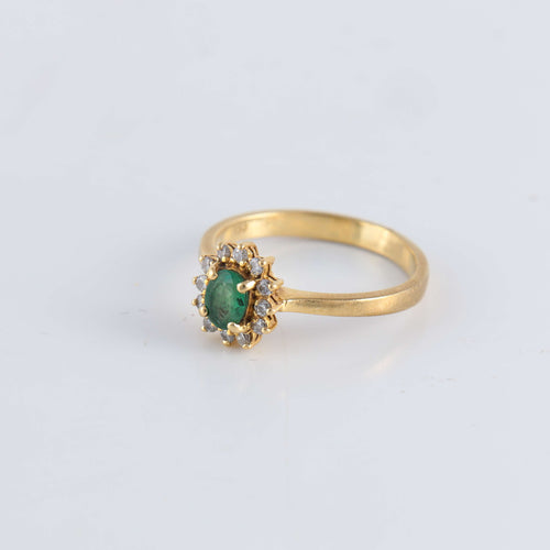 Bague Bague Marguerite Emeraude 12 Diamants 58 Facettes 1