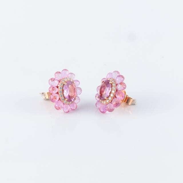 Boucles d'oreilles Boucles d'oreilles style Marguerite Saphirs roses 58 Facettes B1969