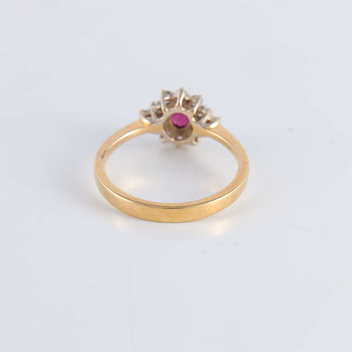Bague 53 Bague Marguerite Rubis et 12 Diamants 58 Facettes FM63
