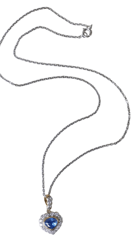 Pendentif Collier Pendentif Cœur 2 Ors Saphir Ceylan Diamants 58 Facettes