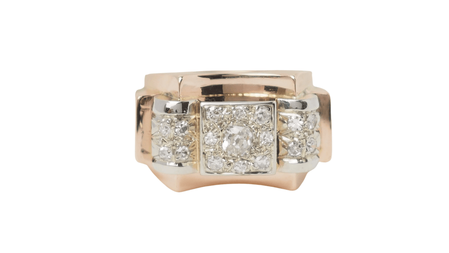 Bague 54 Bague Tank en or rose et diamants 58 Facettes 32563