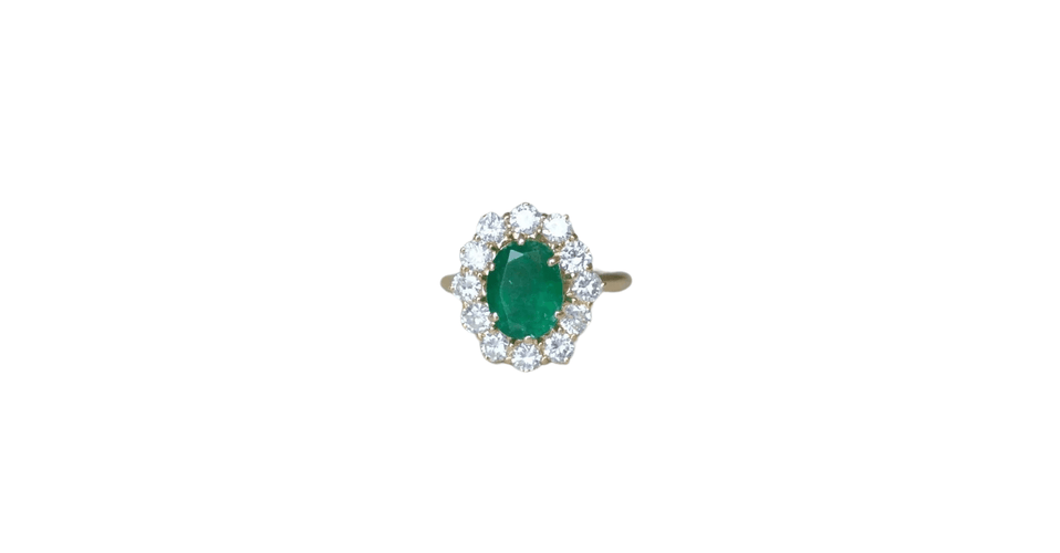 Bague Bague marguerite émeraude 2,00 Cts et diamants 58 Facettes