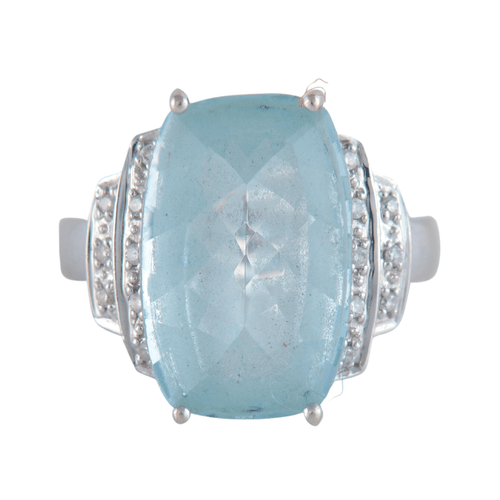 Bague 54 Bague or blanc aigue-marine 58 Facettes