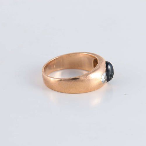 Bague 56 Bague Jonc Saphir cabochon Diamants 58 Facettes FM120