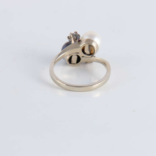 Bague 53 Bague Toi & Moi Perles Diamants 58 Facettes FM115