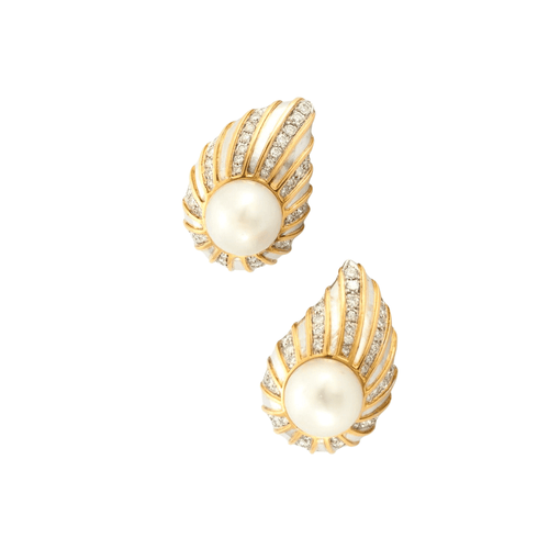 Boucles d'oreilles Repossi - Boucles d'oreilles or diamants et perle 58 Facettes