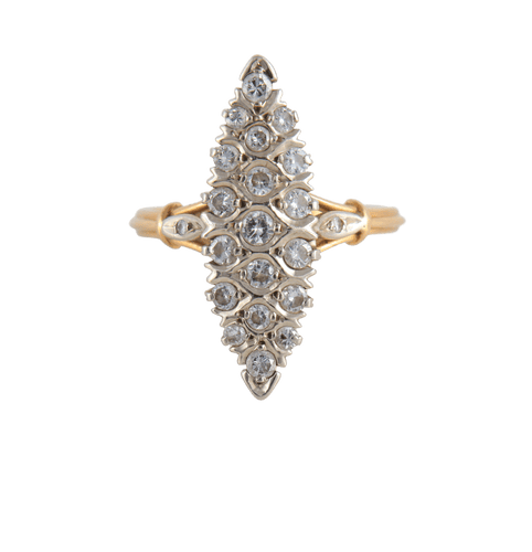 Bague 55 Bague Marquise or jaune pavage Diamants 58 Facettes FM74