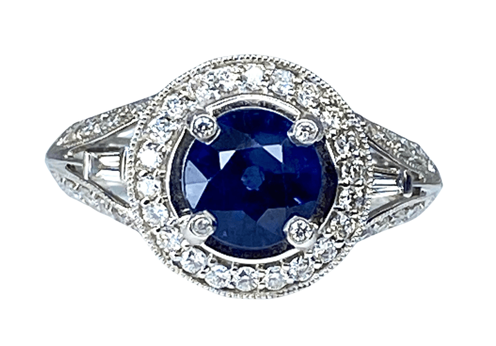 Bague 54 Bague cocktail saphir diamants 58 Facettes AB153