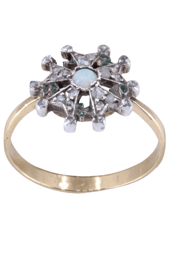 Bague 58 Bague ancienne opale et diamants 58 Facettes 082431