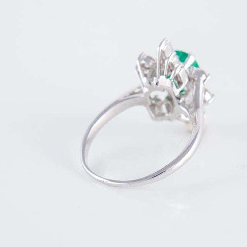 Bague Bague Marguerite Emeraude Diamants brillants & baguettes 58 Facettes 1