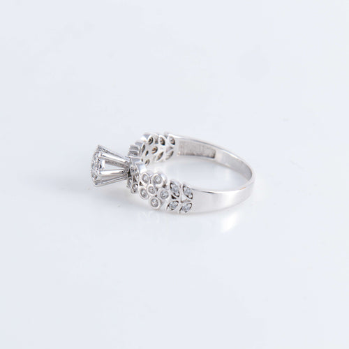 Bague 54 Bague Solitaire Fleurs diamants 58 Facettes FM91